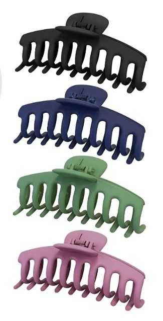 Photo 1 of Big Hair Claw Clips 4 Pack Matte and Nonslip for Thick and Thin Long Hair Large Banana and Jaw Clips Hair Holder and hair ties for Women Ladies