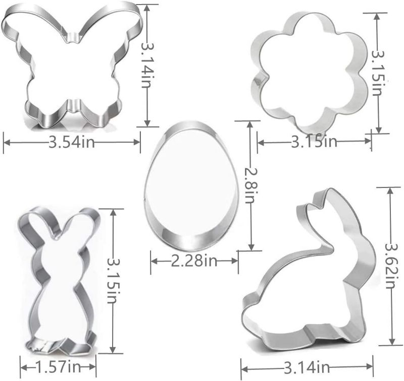 Photo 2 of W-sugars Easter Cookie Cutter Set,With Plum Blossom,Lily,Rabbit,Butterfly,Chicken,Egg,Cross,Radish and Other Shapes,Stainless Steel Sugar Cube Cookie Cutter,Holiday Party Food Baking.