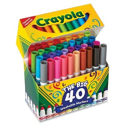 Photo 1 of Crayola The Big 40 Washable Markers, Conical Tip, Assorted Ink, 40/Pack (587858)