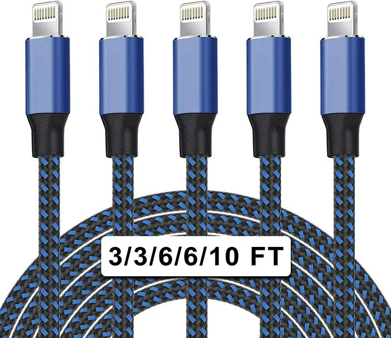 Photo 1 of [Apple MFi Certified] iPhone Charger 5Pack(3/3/6/6/10 FT)Long Lightning Cable Fast Charging High Speed Data Sync USB Cable Compatible iPhone 14/13/12/11 Pro Max/XS MAX/XR/XS/X/8/7/Plus/6S iPad AirPods
