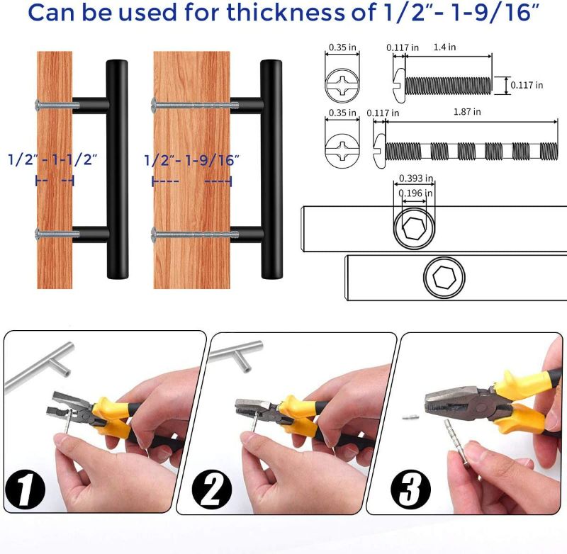 Photo 2 of Ravinte 5 Pack 7.38" Cabinet Pulls Matte Black Stainless Steel Kitchen Cupboard Handles Cabinet Handles 7.38" Length, 5" Hole Center