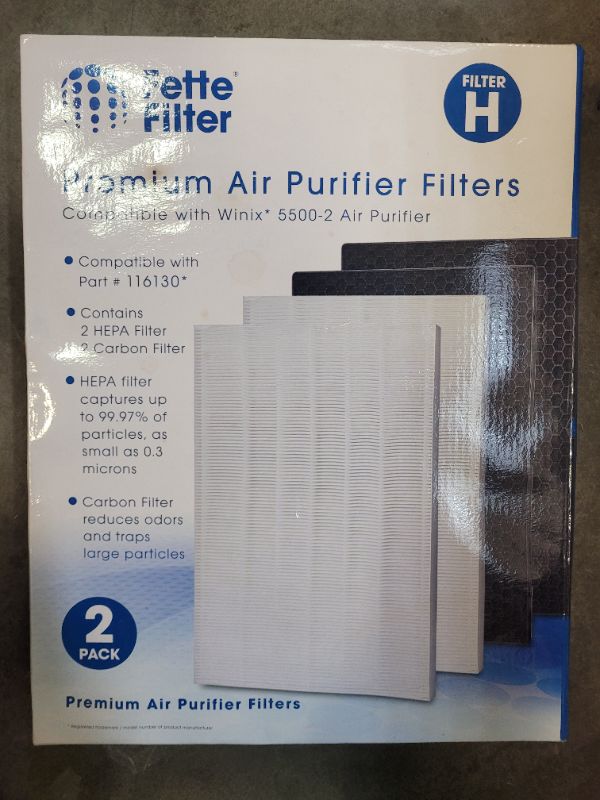 Photo 4 of Fette Filter - 2 Premium H True HEPA Replacement Filter Sets Compatible with Winix 116130 Filter H for Winix Air Purifiers Model # 5500-2 & AM80 - (2 HEPA Filters + 2 Carbon Filters)