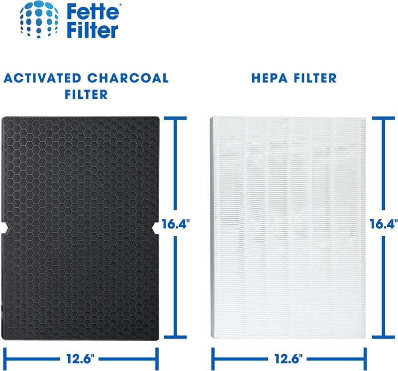 Photo 3 of Fette Filter - 2 Premium H True HEPA Replacement Filter Sets Compatible with Winix 116130 Filter H for Winix Air Purifiers Model # 5500-2 & AM80 - (2 HEPA Filters + 2 Carbon Filters)