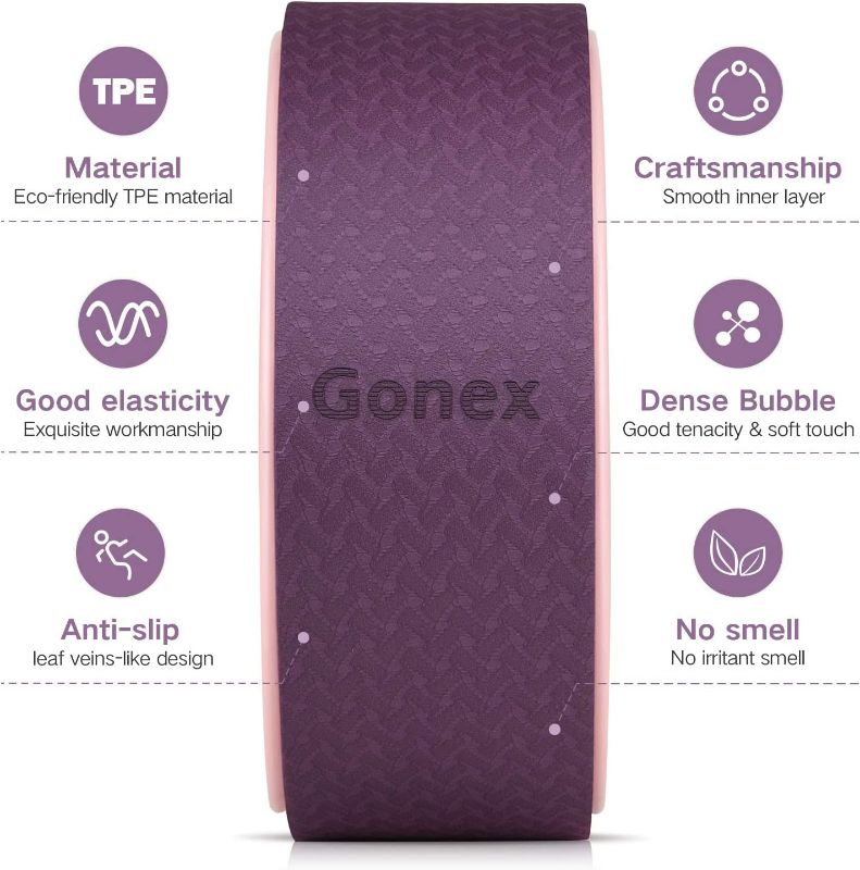 Photo 2 of Gonex Yoga Wheel, 13 Inch for Back Pain Stretching with 10mm Thicken External Pad, Sturdy Back Roller Stretcher for Yoga, Backbend with Workout Guidebook