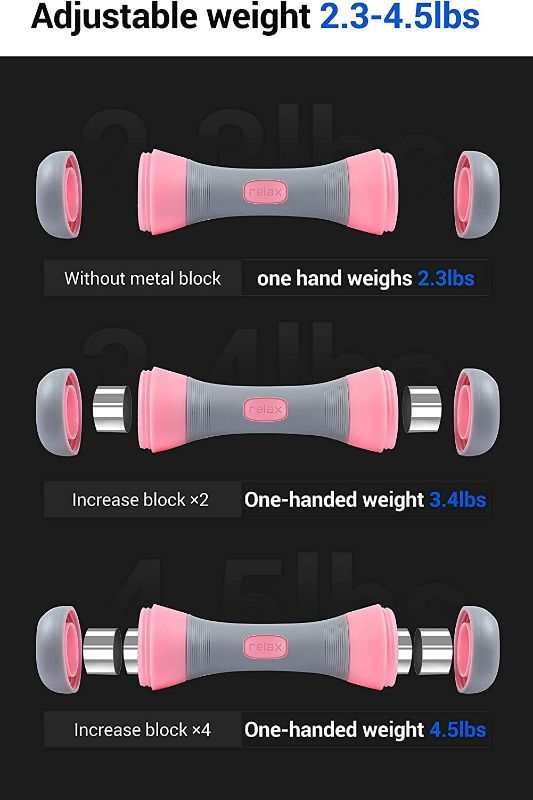 Photo 2 of Adjustable Dumbbell (2.2-4.4lbs), Hand Weights Sets for Women Gym Workouts, Core Home Fitness Free Weights