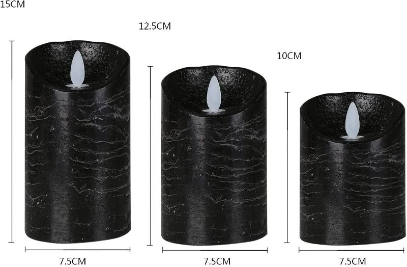 Photo 4 of Kitch Aroma Black flameless Candles, Halloween Black Battery Operated LED Pillar Candles with Remote Control,Pack of 3