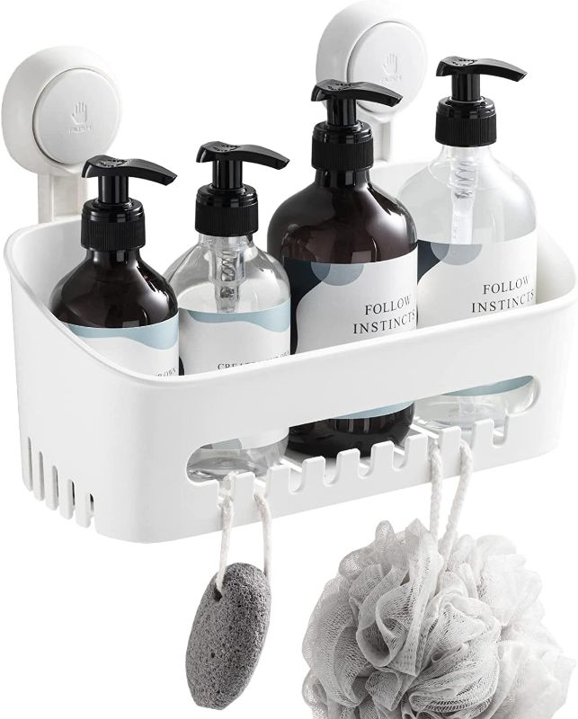Photo 1 of TAILI Shower Caddy with Vacuum Suction Cup Drill-Free Removable Shower Shelf Storage Basket for Shampoo & Toiletries, Kitchen Bathroom Bedroom Organizer