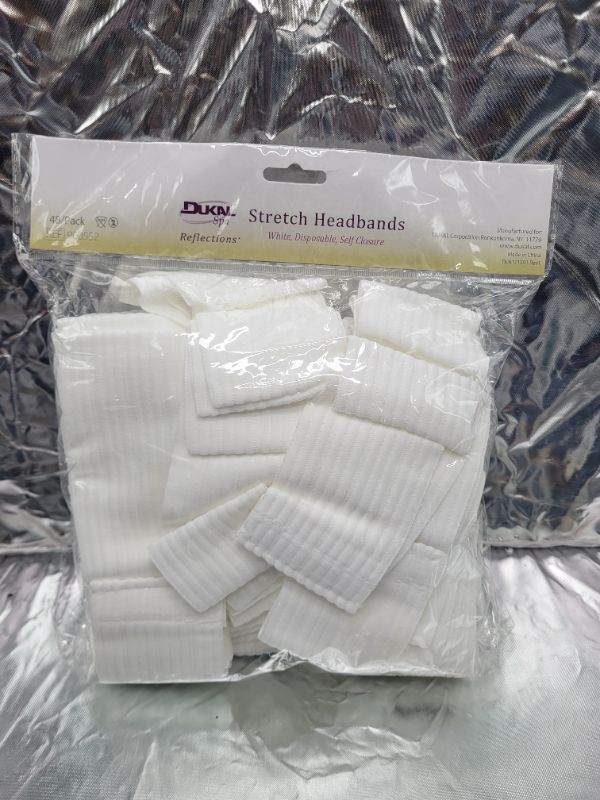 Photo 3 of Dukal Reflections Stretch Headbands, white, disposable, self-closure (48 Count)