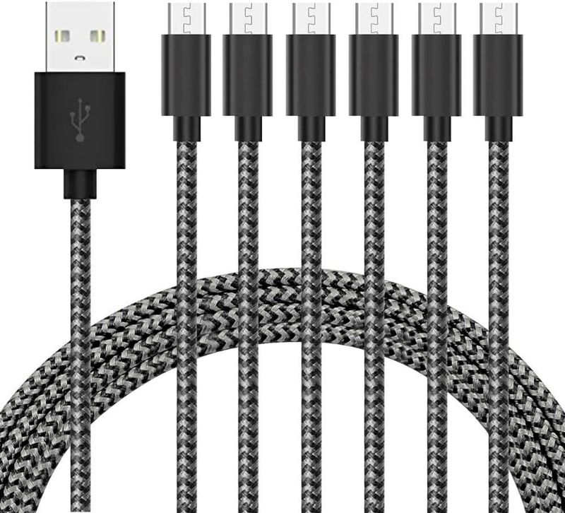 Photo 1 of Micro Usb Cable Android Charger 5 pack premium Nylon Braided High Speed Durable Charging Cable for Android ,Samsung,Nexus,LG,HTC,Nokia,Sony,and More(Black)
