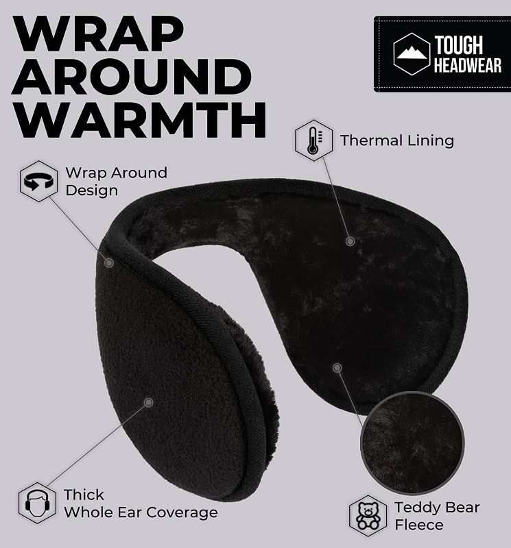 Photo 1 of (2 pack) Winter Earmuffs for Men & Women - Fleece Ear Warmers - Behind the Head Earmuffs Wrap - Ear Covers for Winter, Cold Weather