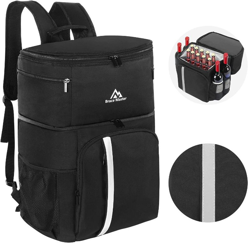 Photo 1 of Brace Master Backpack Cooler, 30L, Lunch Backpack for Men Women, Insulated Backpack, Black