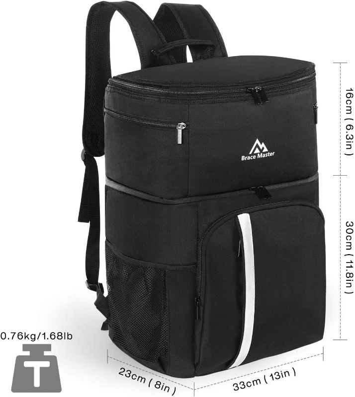Photo 3 of Brace Master Backpack Cooler, 30L, Lunch Backpack for Men Women, Insulated Backpack, Black