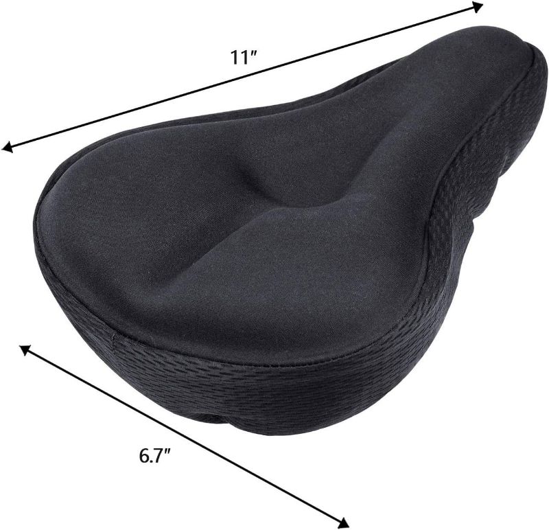 Photo 2 of MENOLY Bike Seat Cover Gel Bicycle Seat Cover Bike Saddle Cover Waterproof Padded Bike Saddle Cushion with Water&Sun Resistant Cover, Black