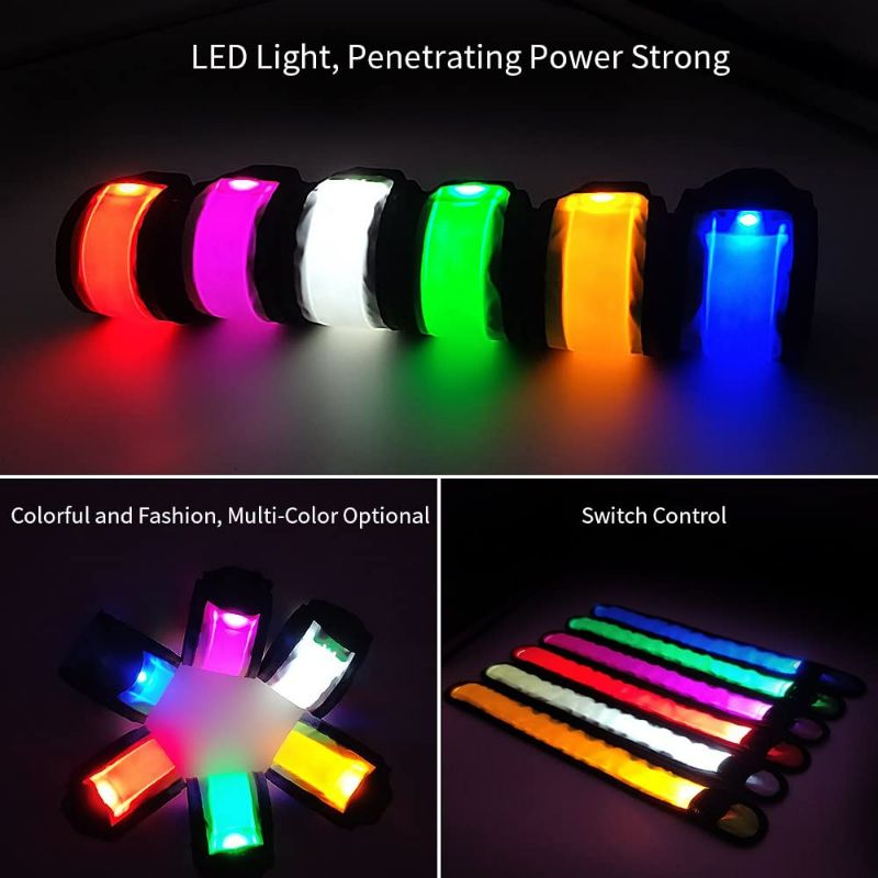 Photo 3 of esonstyle Pack of 6 LED Light Up Band Slap Bracelets Night Safety Wrist Band for Cycling Walking Running Concert Camping Outdoor Sports
