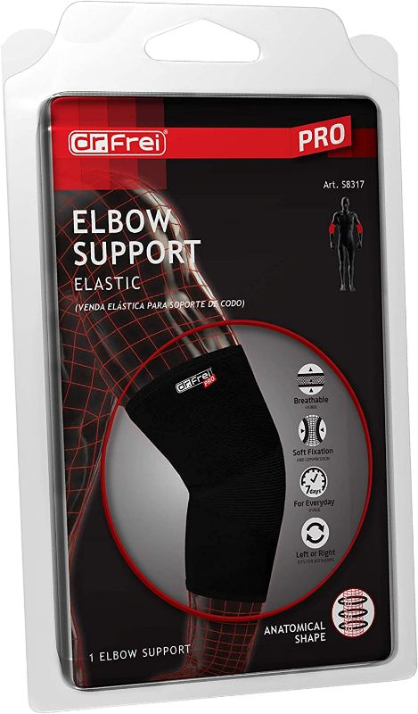 Photo 1 of DR. FREI Pro Elastic Elbow Joint Support Brace for Pain Relief or Everyday Use, Size Medium