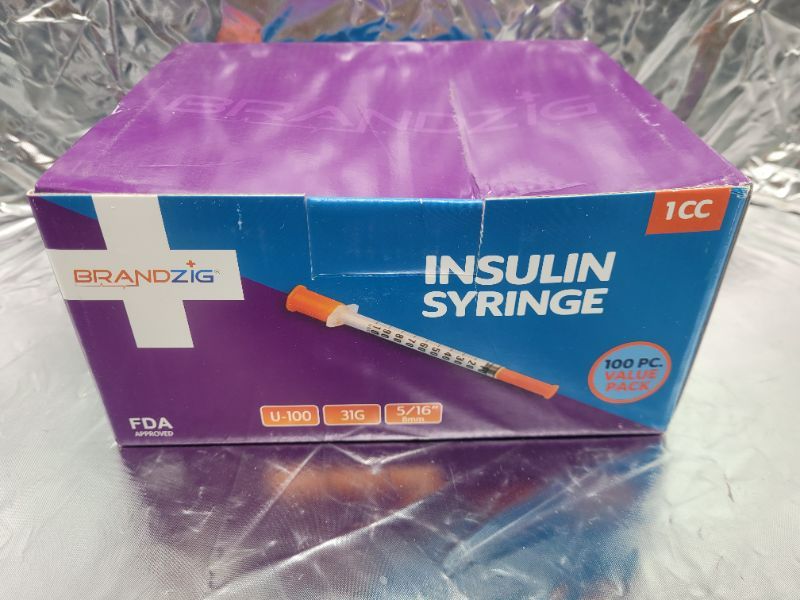 Photo 2 of Brandzig Insulin Syringes 31G 1cc 5/16" 100-Pack