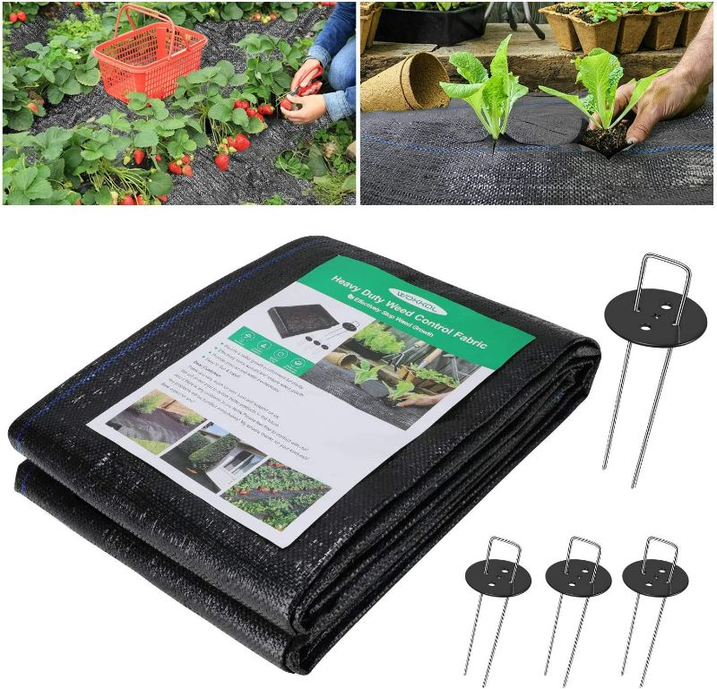Photo 1 of WOKKOL Weed Control Fabric, Weed Barrier Fabric, Landscape Fabric, Garden Membrane 100g/m² UV, Ideal for Garden, Flower Beds, Pathways (1x12m)
