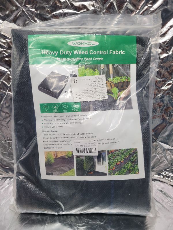 Photo 4 of WOKKOL Weed Control Fabric, Weed Barrier Fabric, Landscape Fabric, Garden Membrane 100g/m² UV, Ideal for Garden, Flower Beds, Pathways (1x12m)