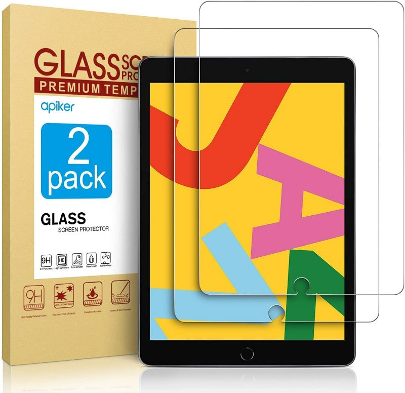 Photo 1 of 2 Pack Screen Protector Compatible with iPad 9th Generation/iPad 8th Generation 10.2 Inch, apiker Tempered Glass Compatible with iPad 9 8 7 (2021/2020/2019)