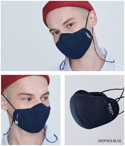 Photo 2 of BREATH TinyTAN Sports Pro Mask with Strap Hanger (Deepsea Blue, Regular)