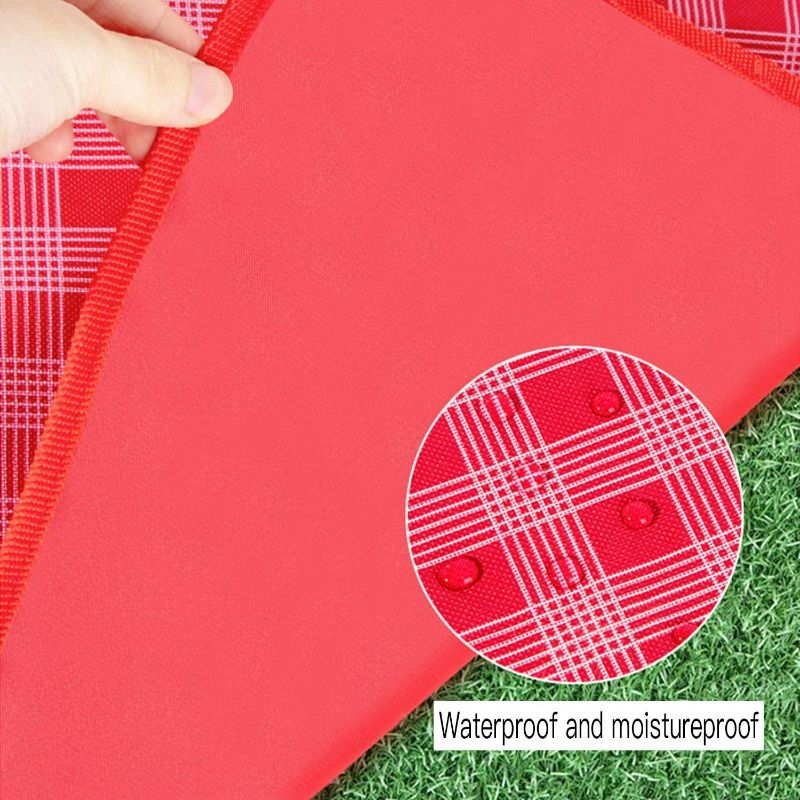 Photo 3 of Extra Large Picnic Blankets, 78 x 78Inches Waterproof Sand Proof Picnic Mat Beach Blankets Portable & Foldable Beach Mat Camping Mat for Outdoor Picnics, Camping, Grass (Red, White)