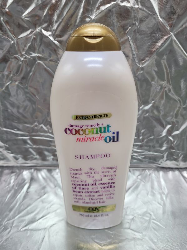 Photo 2 of OGX Extra Strength Damage Remedy + Coconut Miracle Oil Shampoo for Dry, Frizzy or Coarse Hair, Hydrating & Flyaway Taming Shampoo, Paraben-Free, Sulfate-Free Surfactants, 25.4 Fl Oz