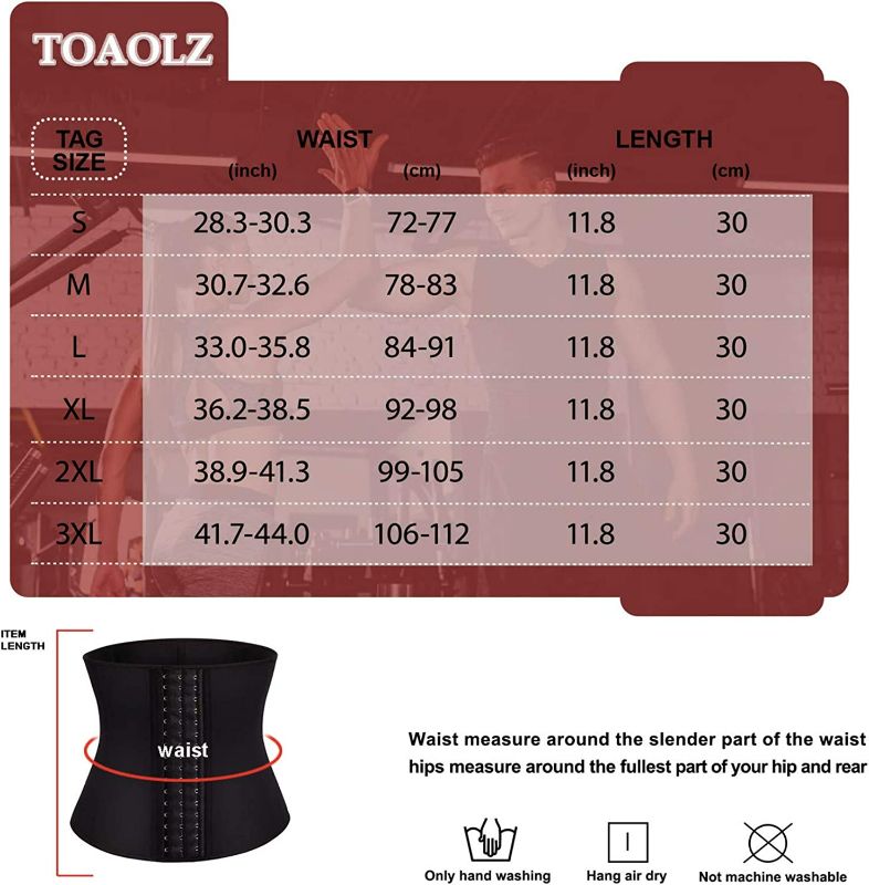 Photo 2 of (size small) TOAOLZ Mens Sweat Sauna Suit Waist Trainer Neoprene Workout Body Shaper Slimming Corset Adjustable Belt Back Support Band