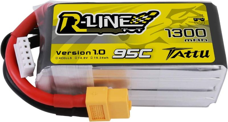 Photo 1 of Tattu R-Line LiPo Battery Pack 1300mAh 14.8V 95C 4S with XT60 Plug for FPV Racing