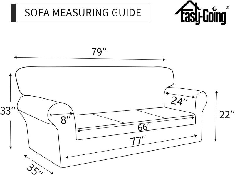 Photo 3 of (large) Easy-Going 2 Pieces Microfiber Stretch Sofa Slipcover – Spandex Soft Fitted Sofa Couch Cover, Washable Furniture Protector with Elastic Bottom Kids,Pet (Sofa, Brown) 