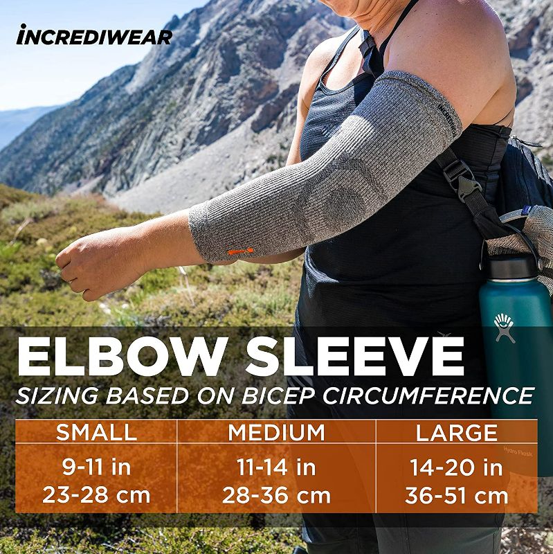 Photo 2 of (size s/m)  Incrediwear Elbow Sleeve – Elbow Brace for Elbow Support, Joint Pain Relief, Inflammation Relief, and Circulation, Tendonitis, Golf and Tennis Elbow Brace for Women and Men