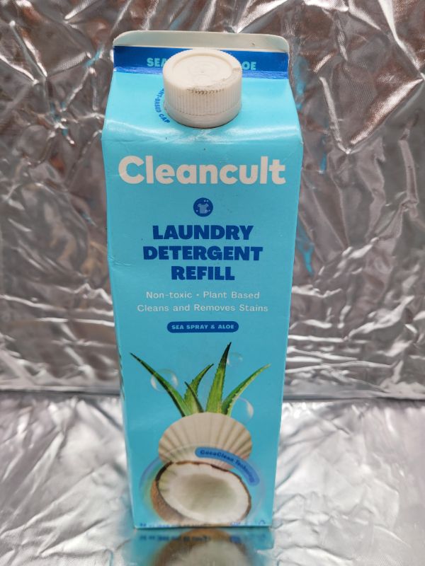 Photo 1 of Cleancult Laundry Detergent Refills (32oz, 1 Pack) - Laundry Soap that Defeats Stains & Odors - Free of Harsh Chemicals - Paper Based Eco Refill, Uses 90% Less Plastic - Sea Spray & Aloe