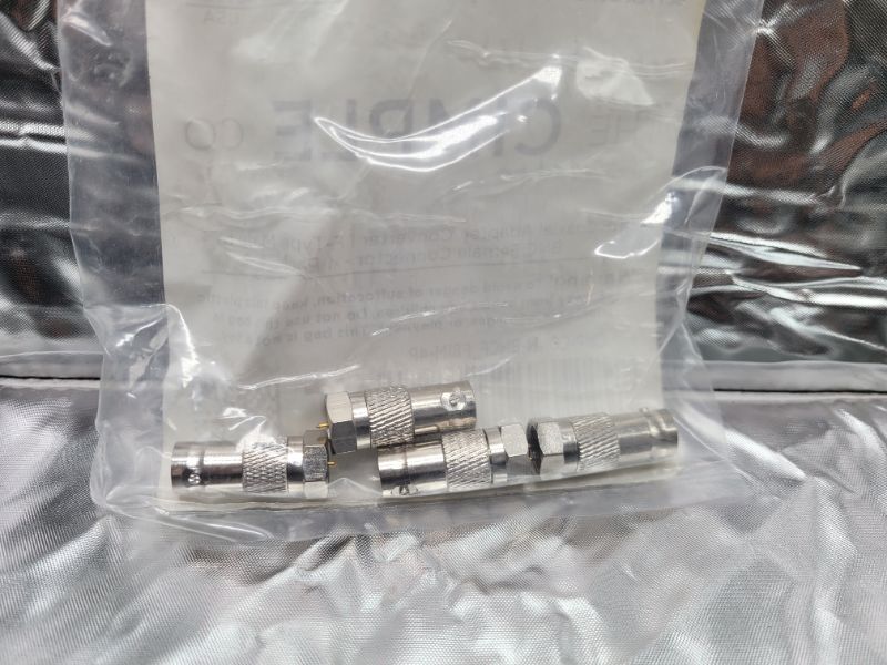 Photo 4 of RF (F81) and BNC Coaxial Adapter - BNC Female to Male F81 (F-Pin) Connector, Adapter, Coupler, and Converter - for RG11, RG6, RG59, RG58, SDI, HD SDI, CCTV - 4 Pack 4 Pack Silver BNC Female