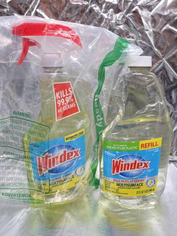 Photo 2 of Windex Multi-Surface Disinfectant Cleaner Trigger Bottle, Citrus, 32 fl oz Spray and 32 fl oz Refill