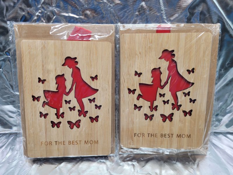 Photo 2 of (2 pack) SUGOO Mother’s Day Wooden Greeting Card, Unique Gift With Envelope For Mom from Daughter and Son, Husband Love Mom