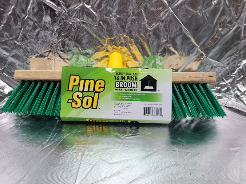 Photo 1 of Pine-Sol Angled Push Broom, Heavy-Duty Floor Sweep for Indoor, Outdoor, Industrial and Rough Surfaces, 16 Inches