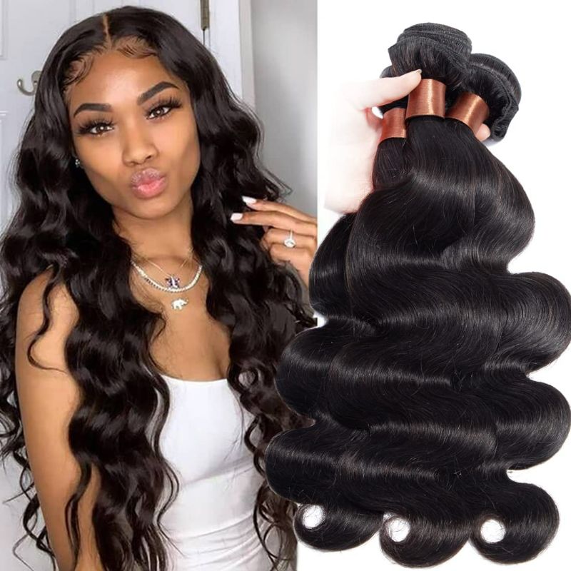 Photo 1 of ANGIE QUEEN Hair Brazilian Body Wave Hair 3 Bundles 24 26 28Inch 300g 100% Unprocessed Brazilian Human Hair Body Wave Weaves Remy Hair Extensions Natural Color