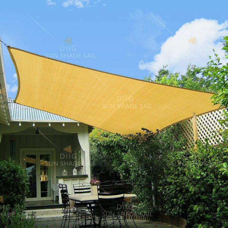 Photo 1 of 10' x 13' Rectangle Sun Shade sail, Sunshade Canopy Balcony Patio Yard Garden Pool Deck HDPE Cloth Fabric Sun Sail,Sand Color