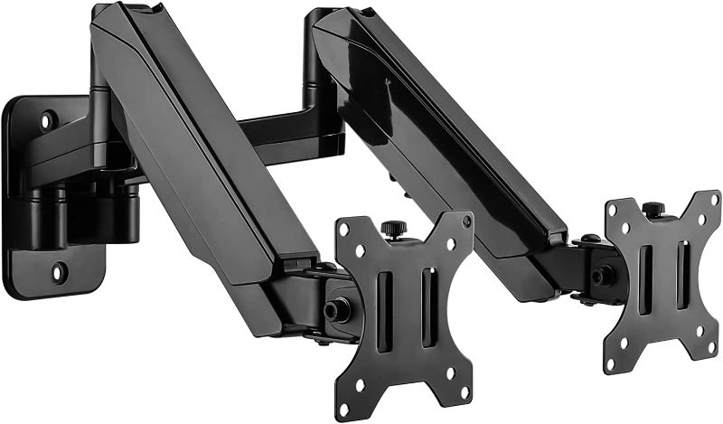 Photo 1 of UPGRAVITY Dual Monitor Wall Mount - Full Motion Adjustable Vesa Mount for 2 Screens up to 32 inch, Height /Swivel /Tilt/ Rotation Adjustable Monitor Arm Mount up to 17.6lbs per Arm