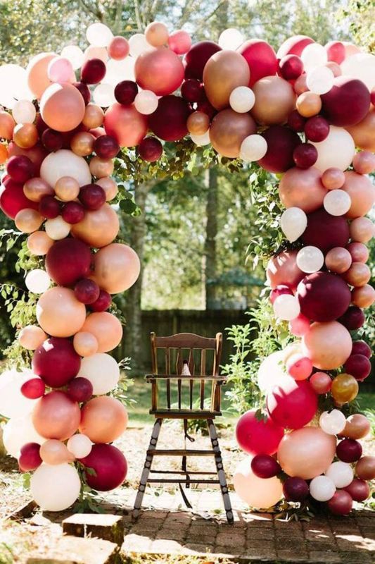 Photo 1 of faonie 100pcs wedding balloon garland & arch kit-100pcs rose gold pink burgundy white balloons, 16 feets arch balloon decorating strip for bridal shower bacholerette party baby shower birthday decor