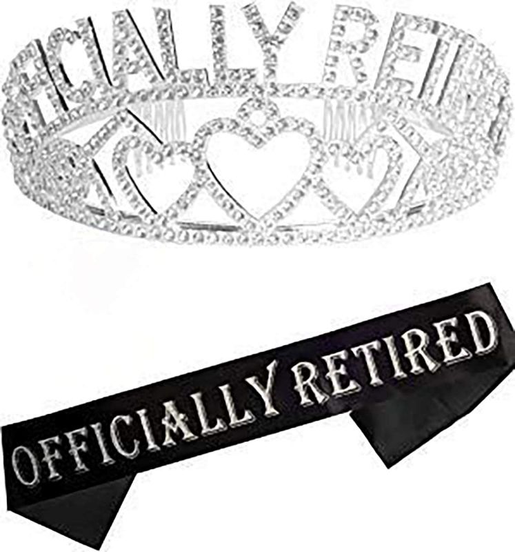 Photo 1 of MEANT2TOBE Retirement Decorations Party Sash and Crown for Women - Fabulous Set: Glitter Sash + Silver Rhinestone Premium Metal Tiara - Christmas Gift for Her