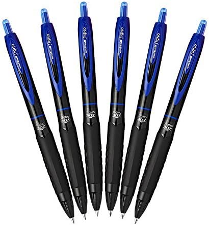 Photo 1 of Uni-Ball 307 Retractable Gel Ink Pens, Medium Point 0.7mm, Pack of 6 (Blue)