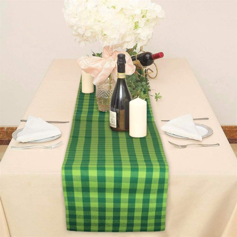 Photo 2 of Urban Villa Table Runner St Patrick 100% Cotton Fused Table Runner 14''x72'' Over Sized Buffalo Check St Patrick Table Runner Heavier Quality