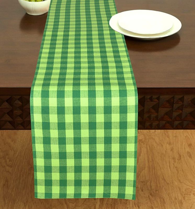 Photo 1 of Urban Villa Table Runner St Patrick 100% Cotton Fused Table Runner 14''x72'' Over Sized Buffalo Check St Patrick Table Runner Heavier Quality