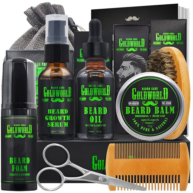 Photo 1 of Beard Kit Beard Growth Grooming Kit w/Beard Foam/Shampoo/Wash Beard Growth Oil Serum Balm Brush Comb Scissor Bag e-Book Christmas Stocking Stuffers Gifts Ideas for Men Him Dad Boyfriend Husband Mens