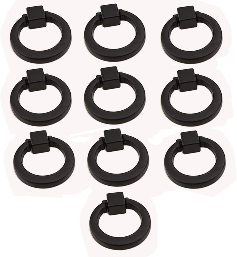Photo 1 of BAMI-LEE House Round Ring knob, 20pcs Ring Pull Handles for Dresser Drawer Ring Pulls Furniture Hardware Brushed Wardrobe Door Handles (Black)