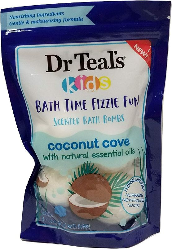 Photo 1 of Dr Teals Kids Bath Time Fizzie Fun Scented Bath Bombs Coconut Cove with Natural Essential Oils (5 pcs)