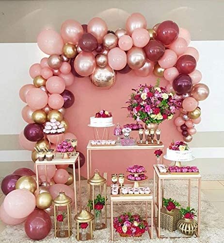 Photo 1 of Faonie 100pcs Wedding Balloon Garland & Arch Kit-100pcs Rose Gold Pink Burgundy White Balloons, 16 Feets Arch Balloon Decorating Strip For Bridal Shower Bacholerette Party Baby Shower Birthday Decor