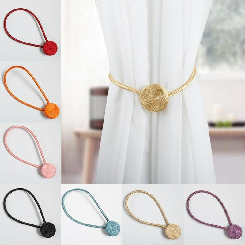 Photo 2 of TmppDeco Magnetic Curtain Tiebacks - 4 Pack Curtain Holdbacks Strong Magnetic Curtain Holdbacks, Decorative Window Drape Twist Curtain Ropes for Home and Office - Gold