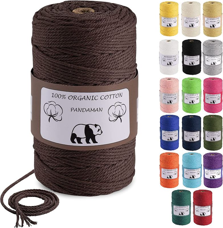 Photo 1 of Macrame Cord 3mm, PANDAMAN 220 Yards (About 200m) Natural Cotton Soft Macrame Rope for Handmade Plant Hanger Wall Hanging Craft Making Bohemia Dream Catcher DIY Craft Knitting, Brownness
