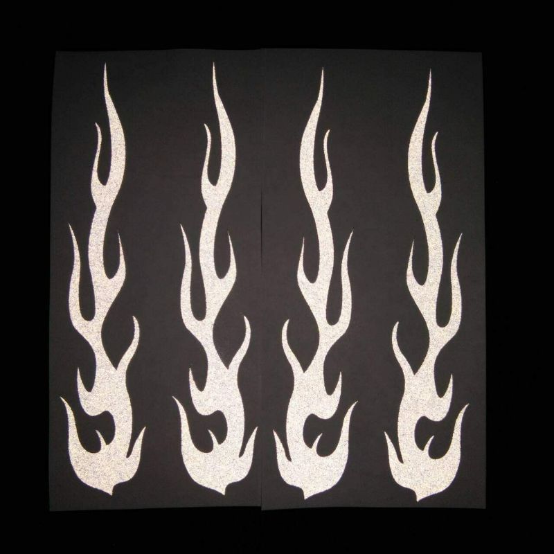 Photo 1 of CUSHYSTORE Hot Rod Fire Tribal Flame Ignite Retro Reflective Decals Sticker for Walker Bike Motorcycle Helmet Cane 1"x5" White, 4 pack
